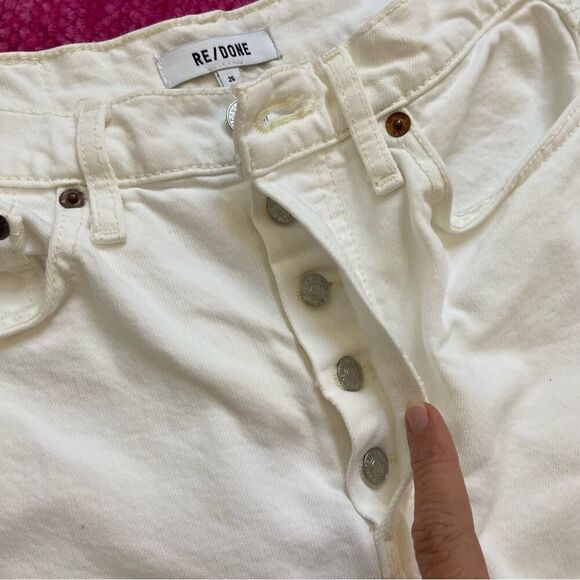 Re/Done 90’s High Rise Ankle Crop Jeans Vintage White Size 26 - Picture 5 of 14